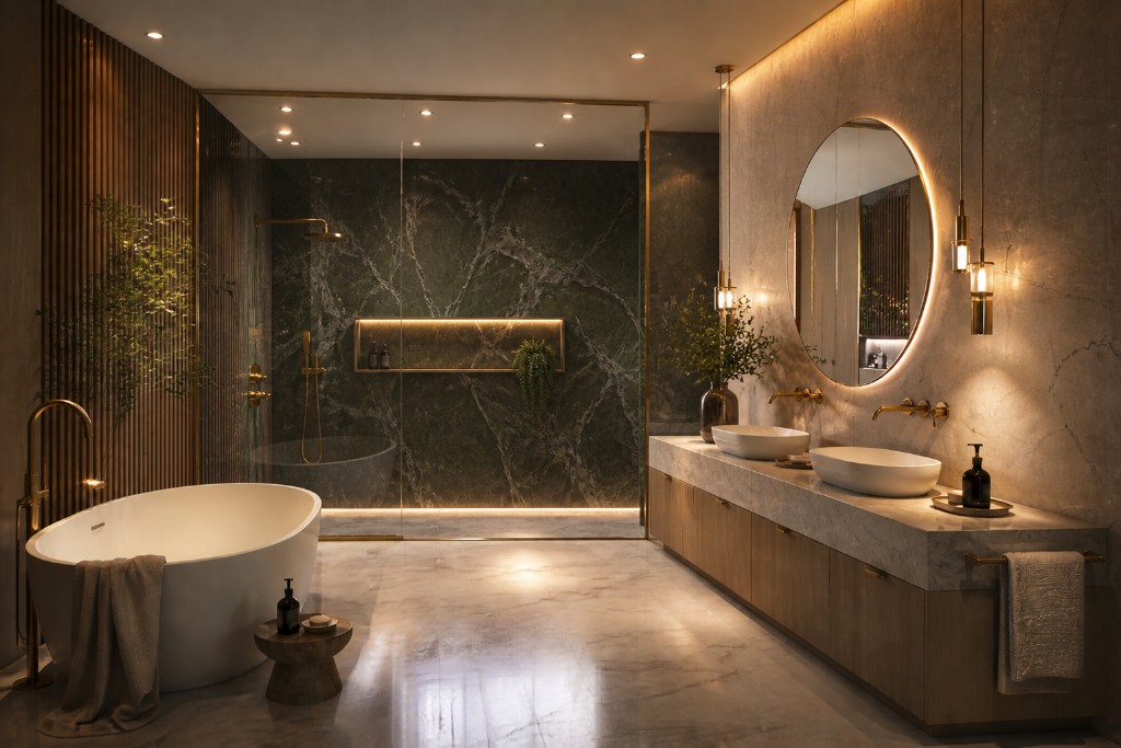 Emerald Marble & Brass Master Suite