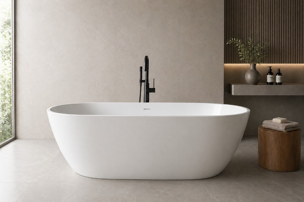 Freestanding Bath in Wabi-Sabi Calm