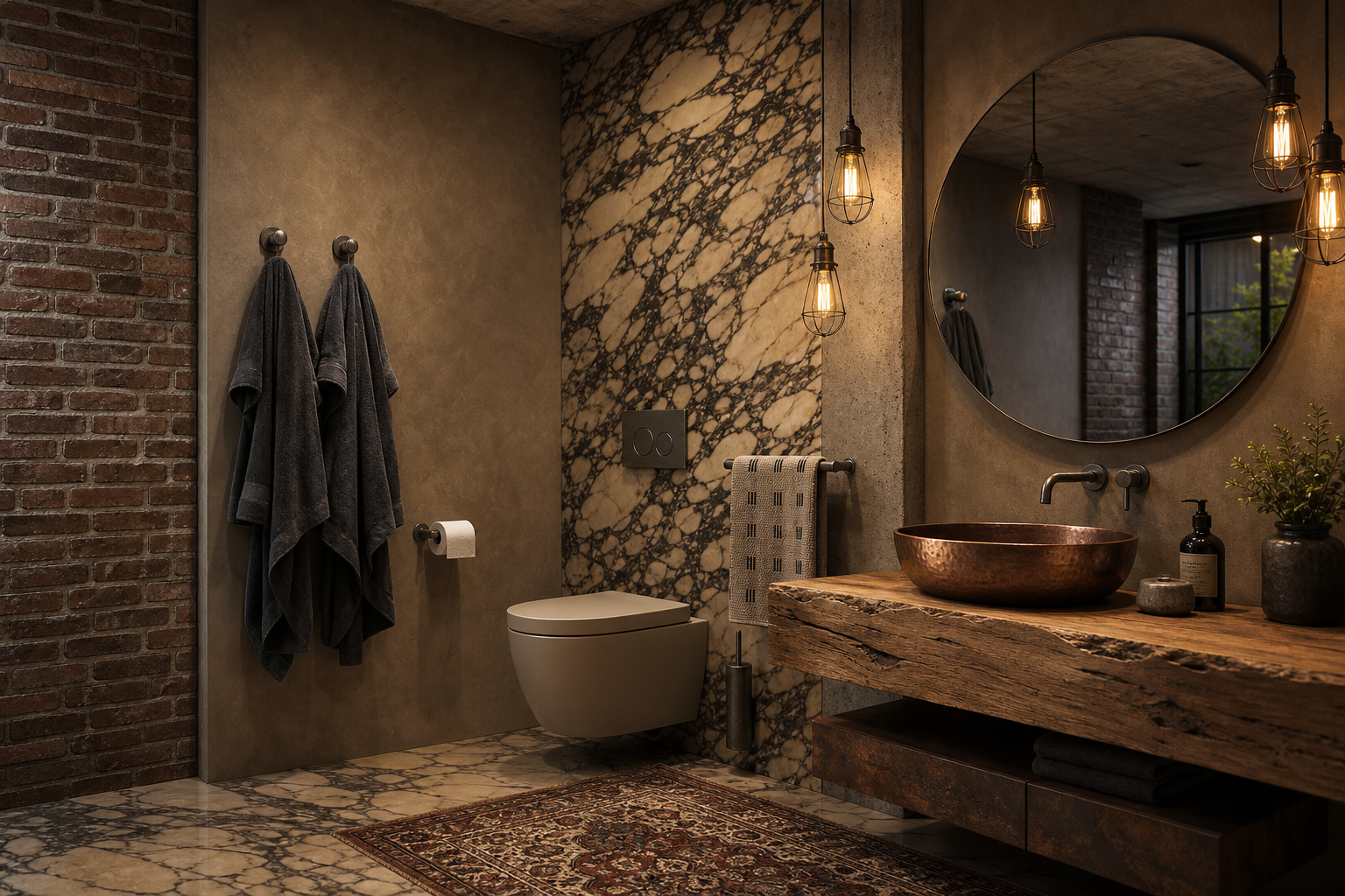 Industrial Luxe: Marble, Copper & Raw Timber