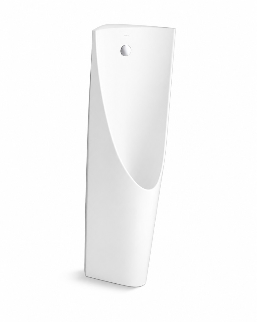 Kohler Struktura floor standing urinal, rear inlet, three-quarter view