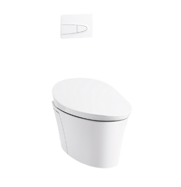 Kohler Veil Intelligent wall-hung toilet with flush plate, three-quarter view