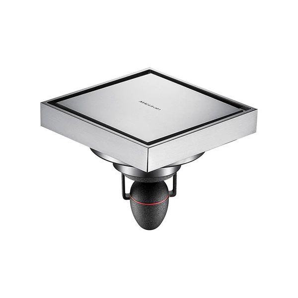 MAGdrain floor trap MDF36Q50-B, brushed brass with brushed steel finish and Q50 odour-seal valve.