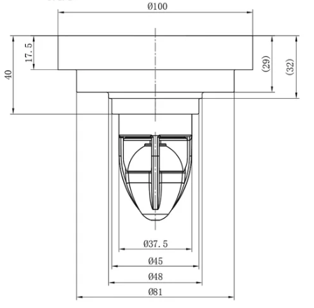 MAGdrain MDF36Q50 series section drawing with diameters and heights