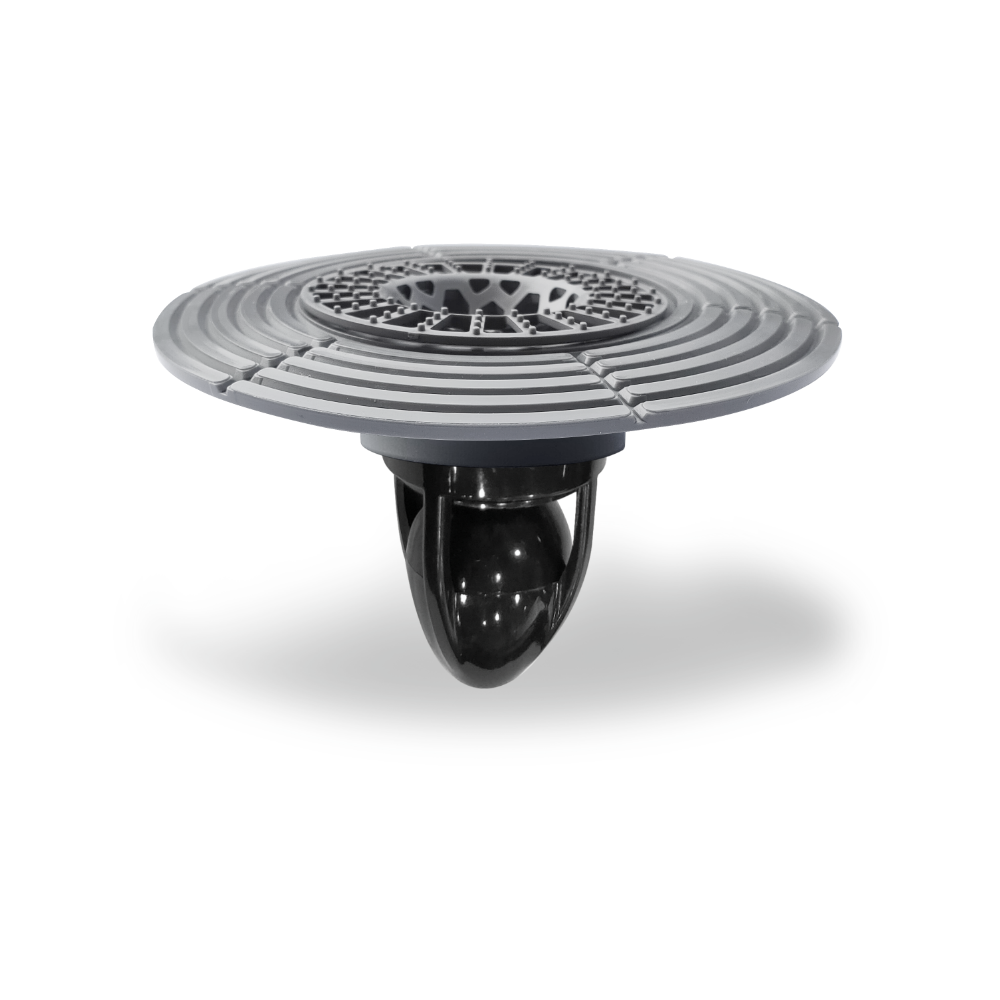 MAGdrain Retro Fit MDQ50-DK, circular grey PP floor drain adapter with Q50 magnetic odour-seal valve.