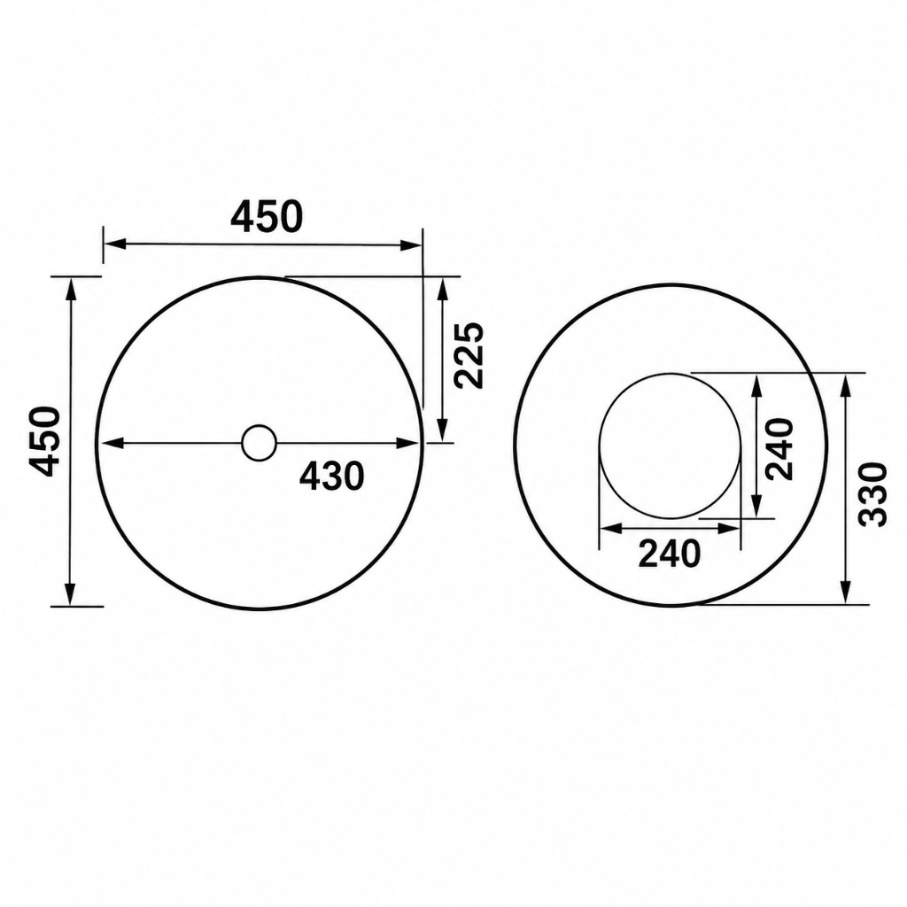 Aalto 865W pedestal basin technical dimensions diagram