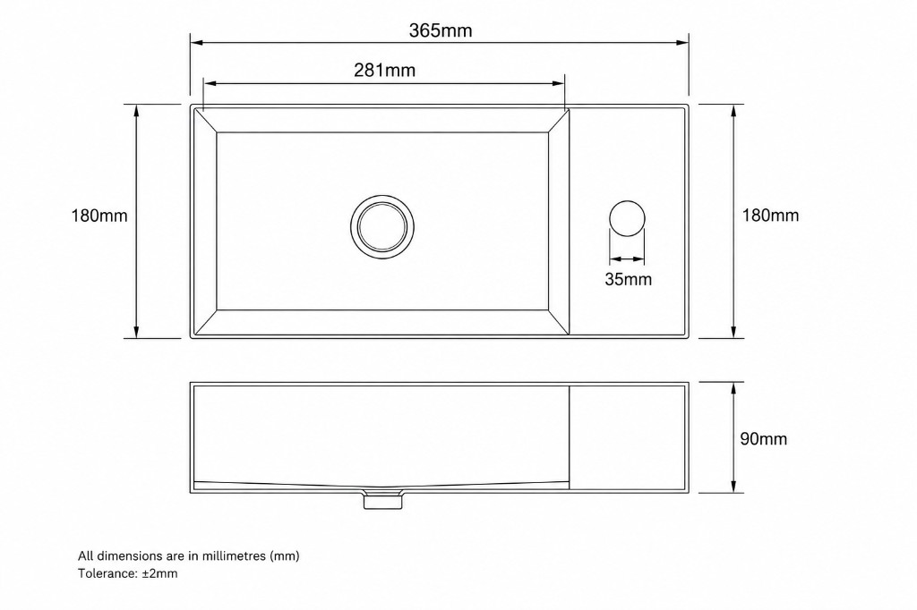 Aalto BLB3618 technical dimensions diagram