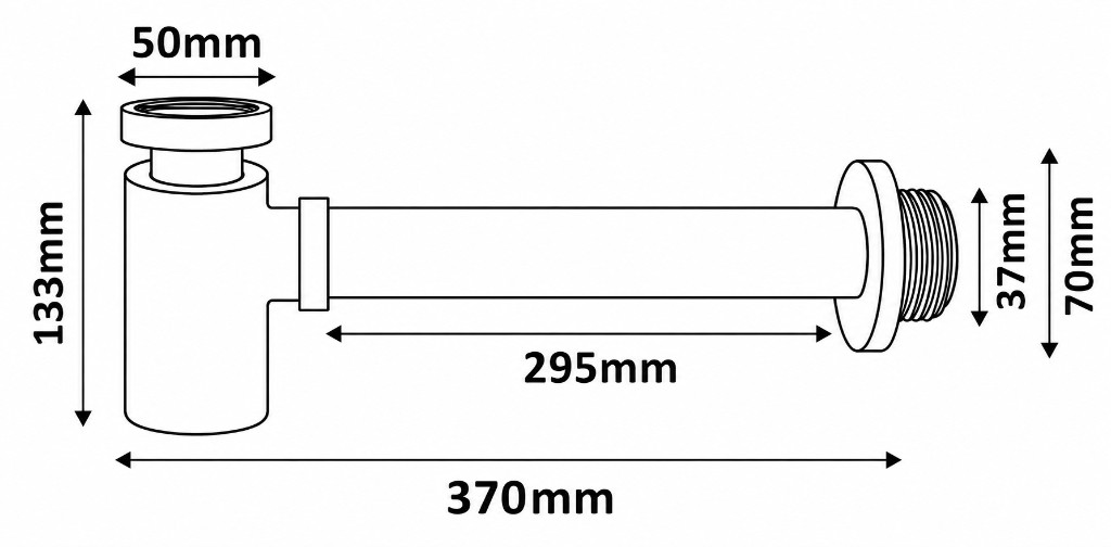 Aalto Designer Bottle Trap A45 technical dimensions diagram
