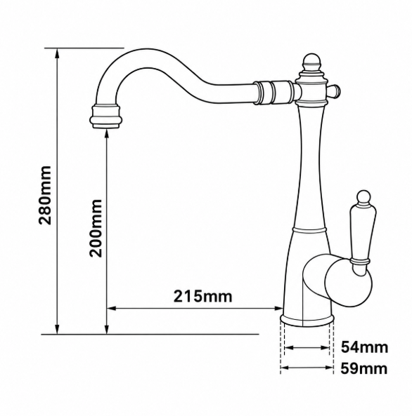 Aalto Kitchen Mixer 3011 technical dimensions diagram