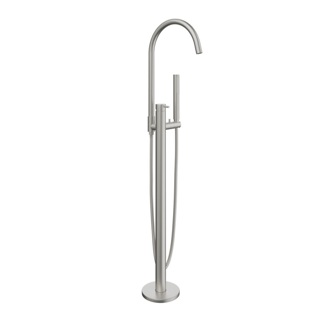 ABI Elysian Floor-Mounted Bath Filler with Hand Shower in Stainless Steel