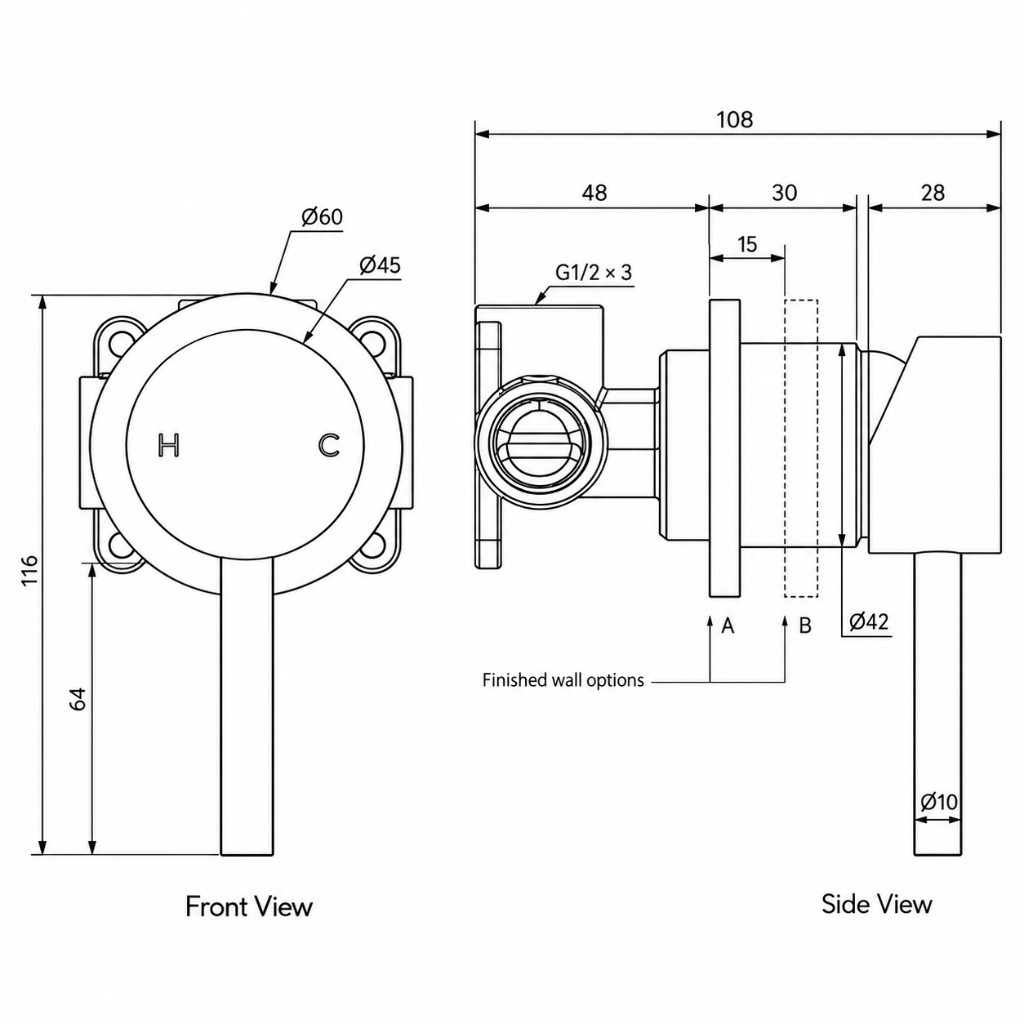 Sola 316 Minimal Mixer technical dimensions diagram