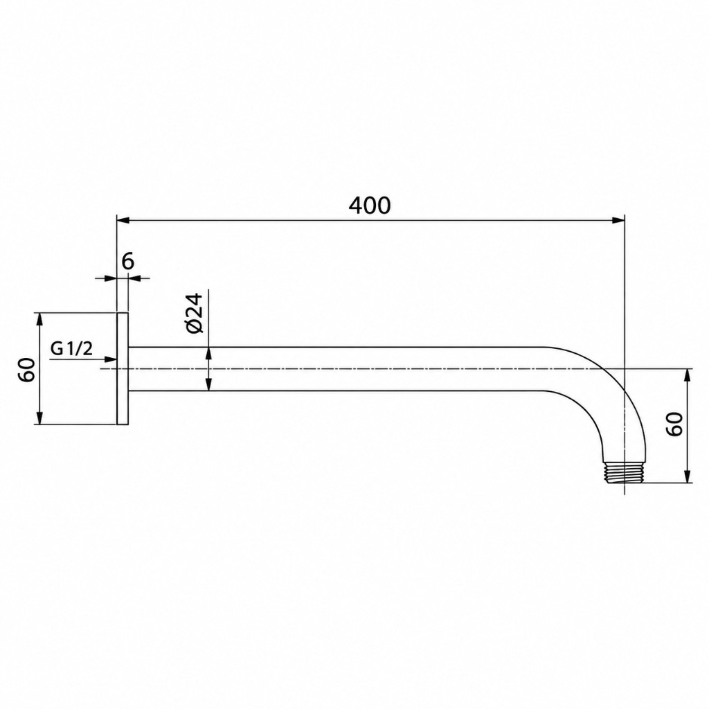 Sola 316 Shower Arm technical dimensions diagram