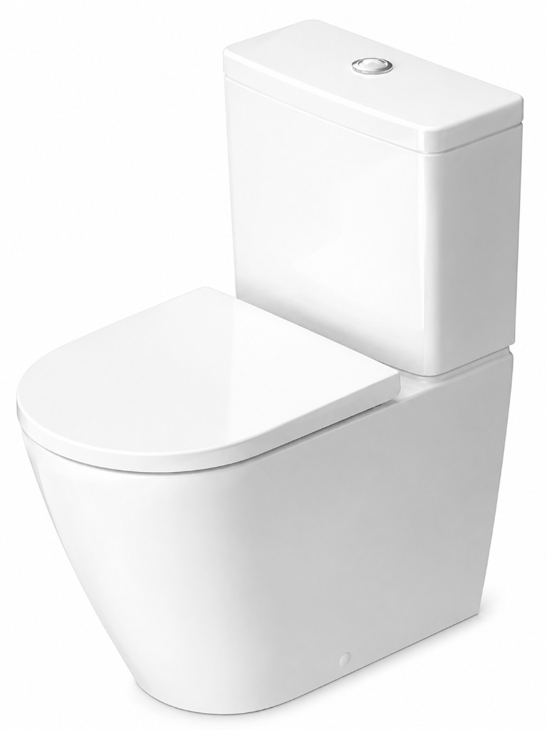 Duravit D-Neo Rimless close coupled toilet, white ceramic, fully skirted, ready stock