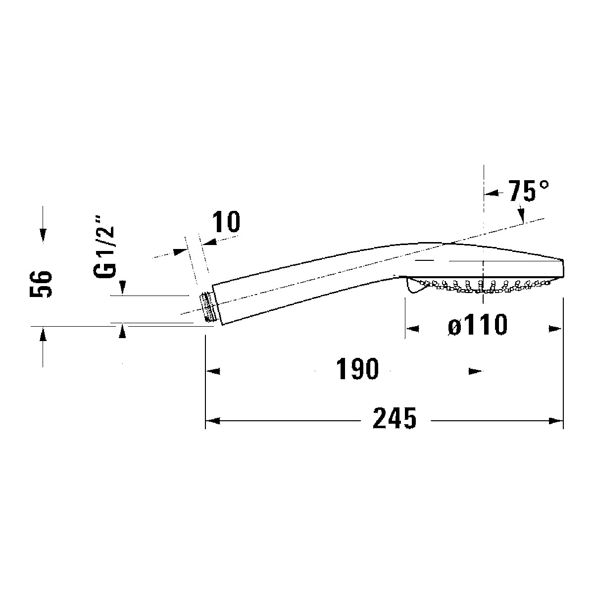 Duravit 3-jet hand shower technical dimensions