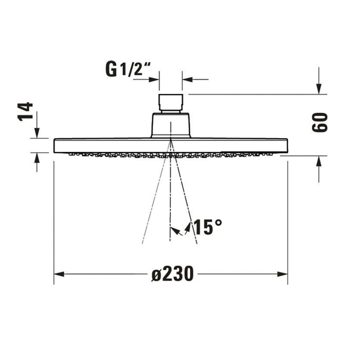 Duravit round showerhead technical dimensions