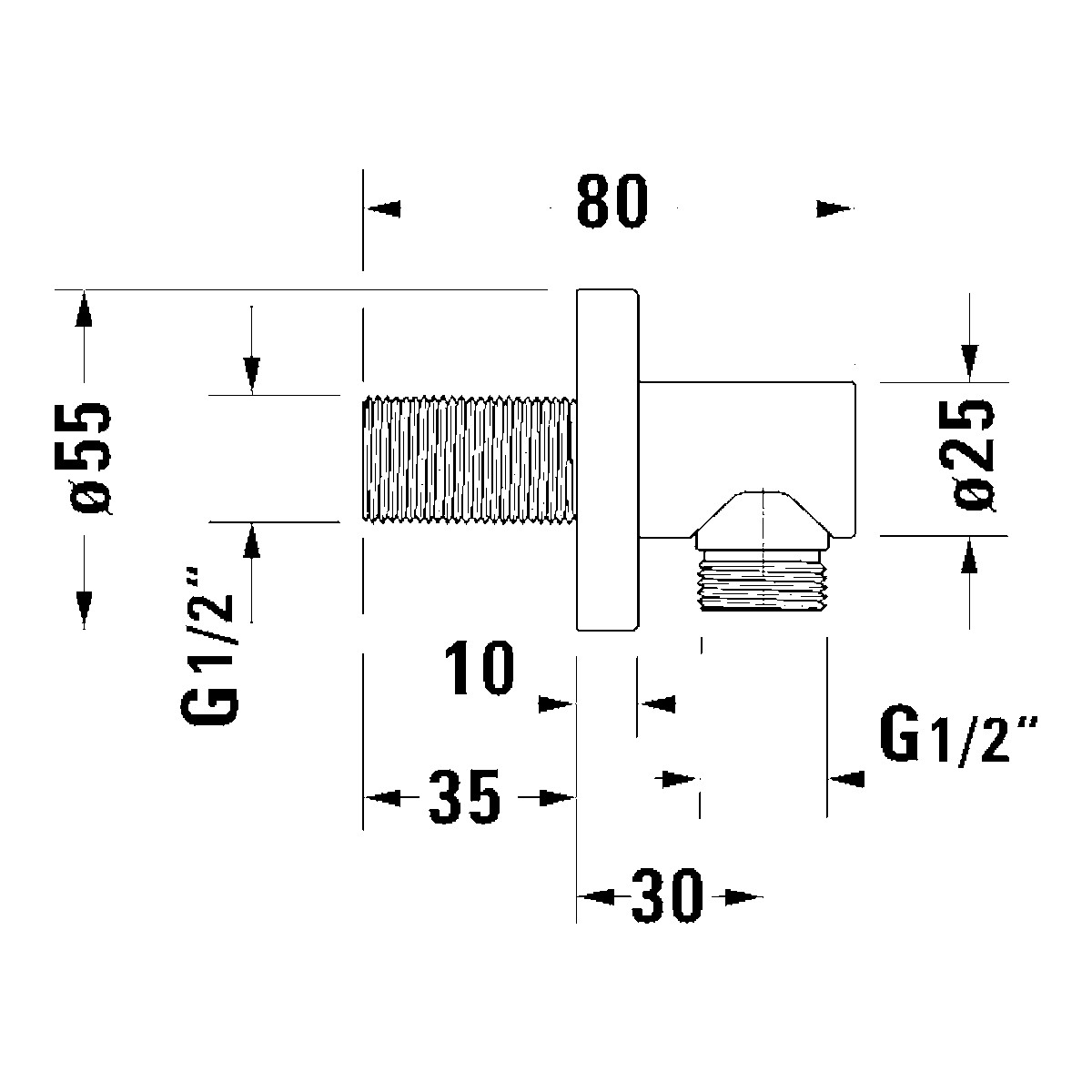 Duravit round wall outlet technical dimensions