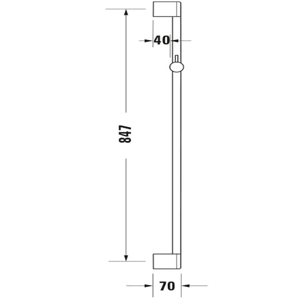 Duravit 90 cm shower rail technical dimensions
